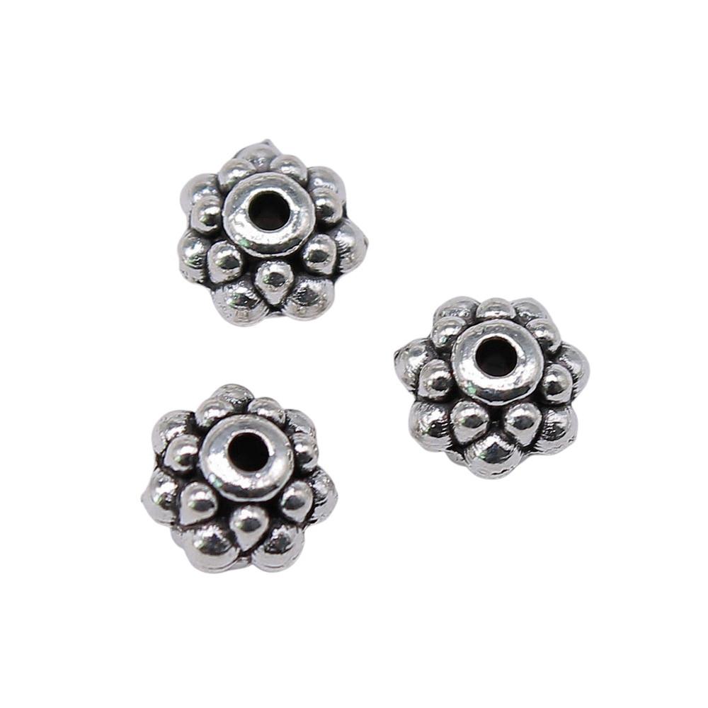 Multi Color Flower Edge Spacer Beads Metal Charms For Jewelry Making Accessories