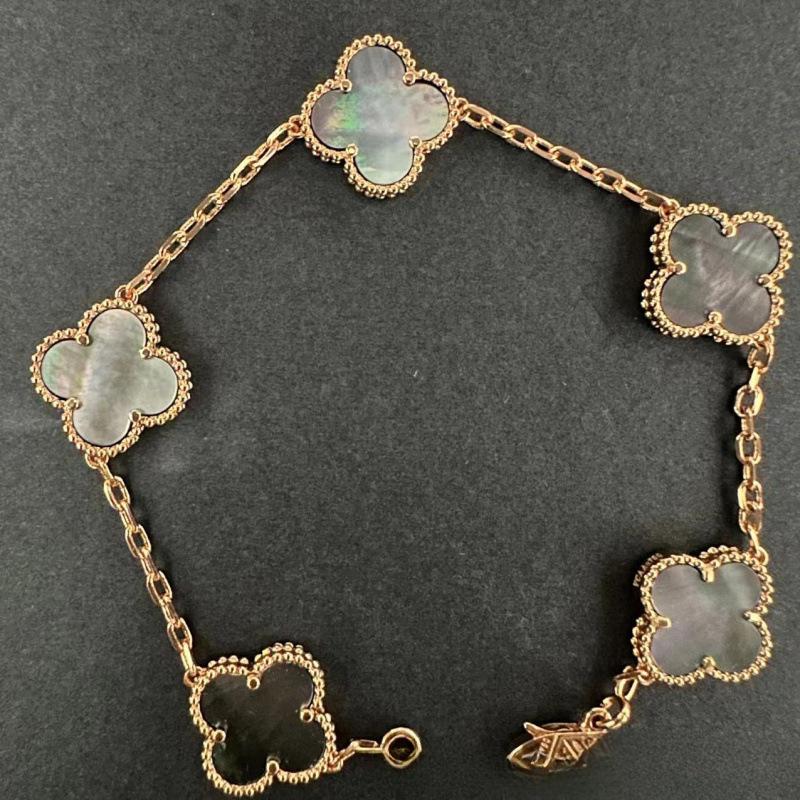 Exquisite Four-leaf Clover Bracelet for Women Five-flower Bracelet Double-sided Natural White Mother-of-pearl and Carnelian Bracelet