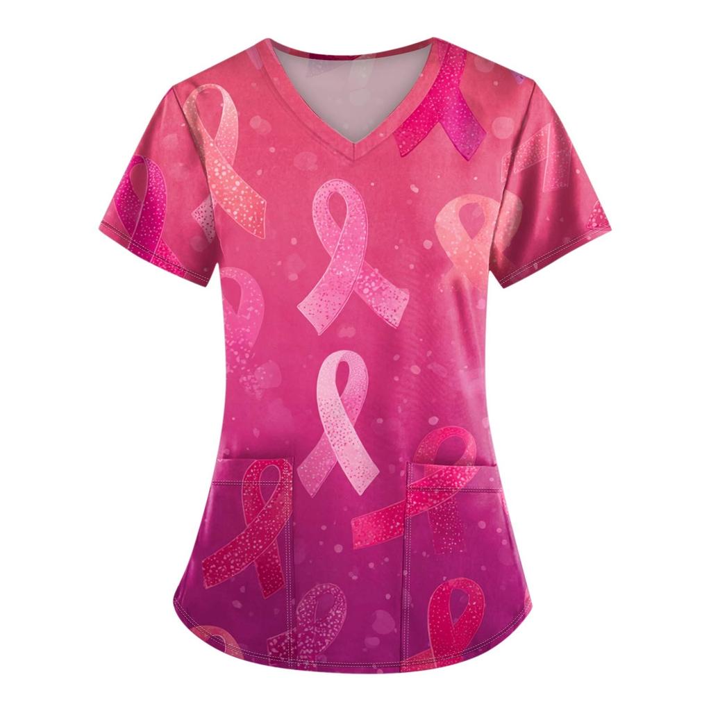 Dámská móda Overal s V výstřihem a krátkým rukávem s kapsami Potištěné topy Oblečení