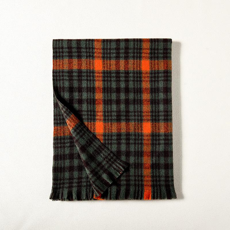 

2025 новый осенне-зимний утолщенный шарф теплый шарф из имитации кашемира клетчатый шарф с бахромой женский универсальный простой шарф