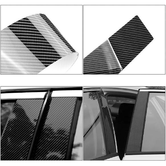 8pcs Carbon Fiber Pattern Vehicle Specific Fit Plastic Car Window Pillar Stickers for VW Passat (2011-2018) Window Surface, Protects Center Pillar,