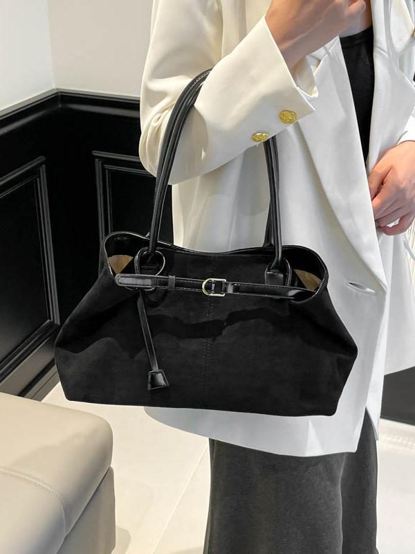 Duchess Retro 2025 Autumn Suede Underarm Tote – Large Capacity Women's Commuter Handbag