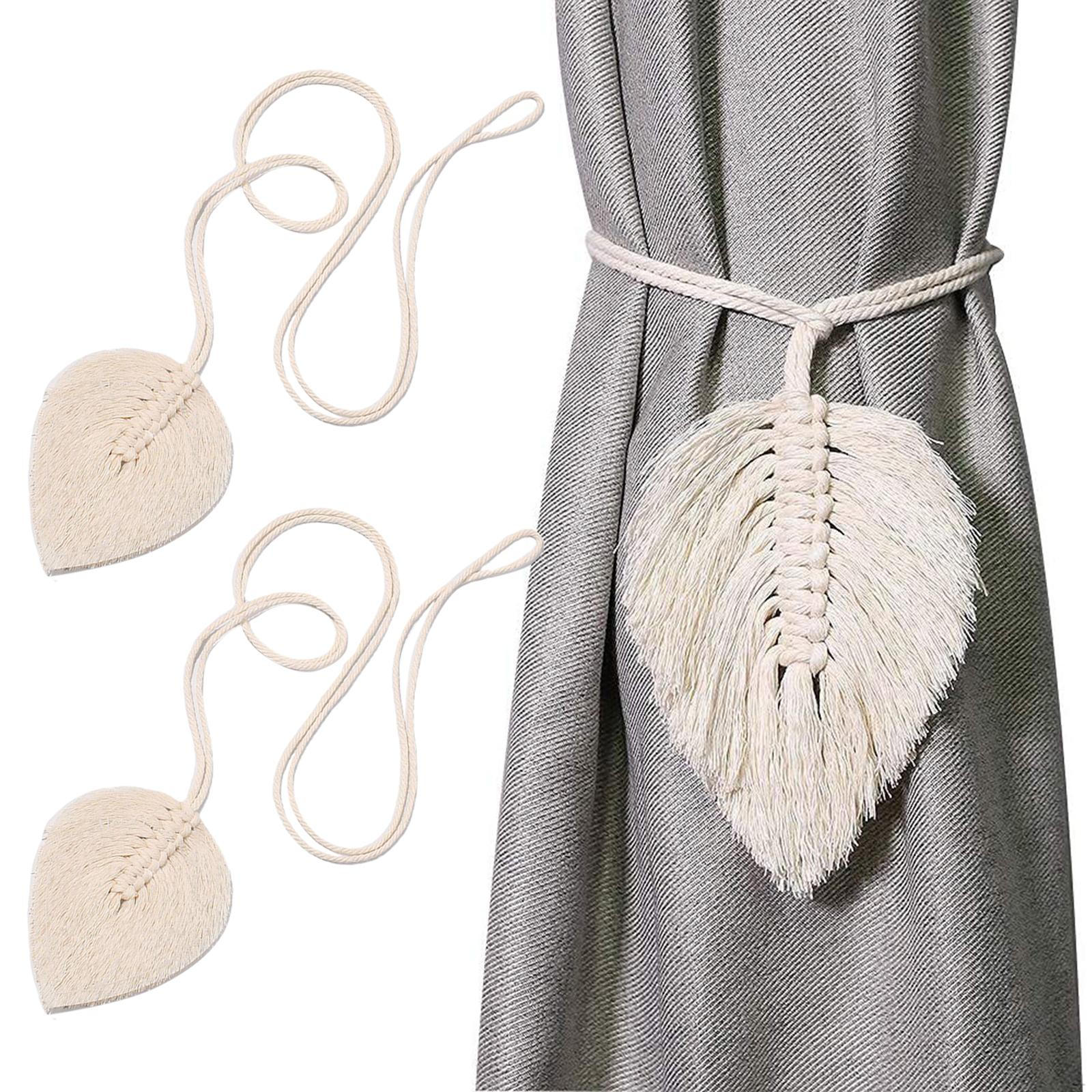 

2 Pieces Curtain Tiebacks Farmhouse Curtains, Tie Backs Hand Woven Cotton