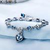 1PC Simple Creative Blue Crystal Zircon Heart Bracelet for Women Valentine's Day Gift Peach Heart Jewelry Accessories