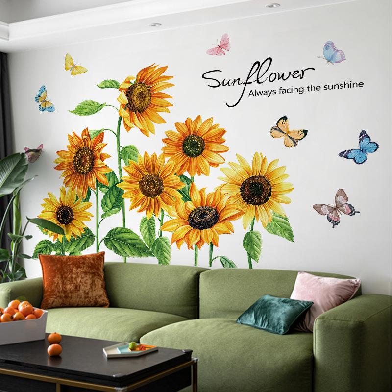 

Подсолнухи Птица Бабочка Наклейки на стены Домашний Декор Съемные виниловые фрески Гостиная Спальня Украшение поверхности стены 30x90cm