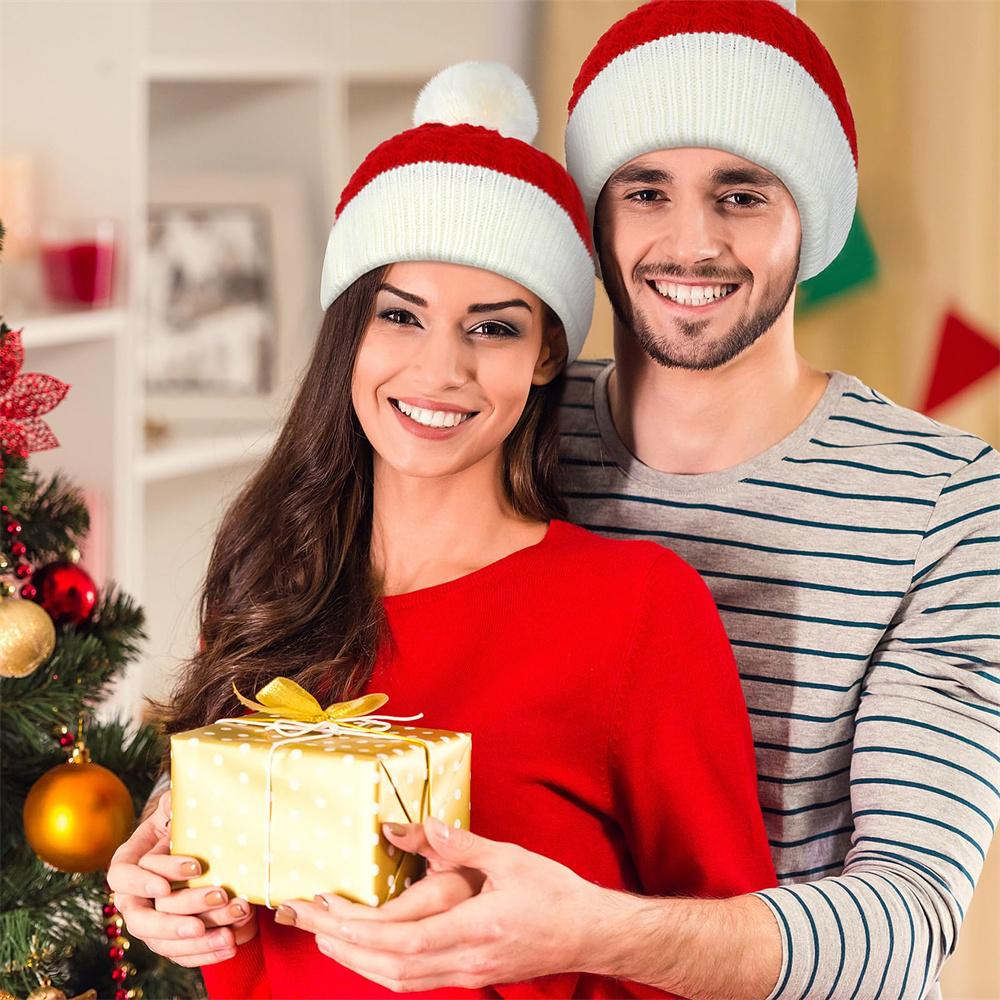 Christmas Red Green Hat Warm Winter Knitted Baby Beanie Cap New Year Party Navidad Noel Winter Merry Xmas Decor For Adult Kids