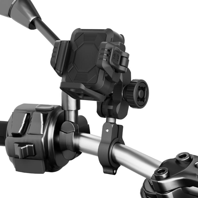 Motorcycle Phone Mount Holder Motorcycle Cellphone Mount, Bike Phone Handlebar Clamp with Anti Theft Lock