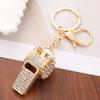 Keychain Alloy Electroplated Whistle Shape Key Chain with Dazzling Colorful Rhinestones Lobster Clasp Key Ring Backpack