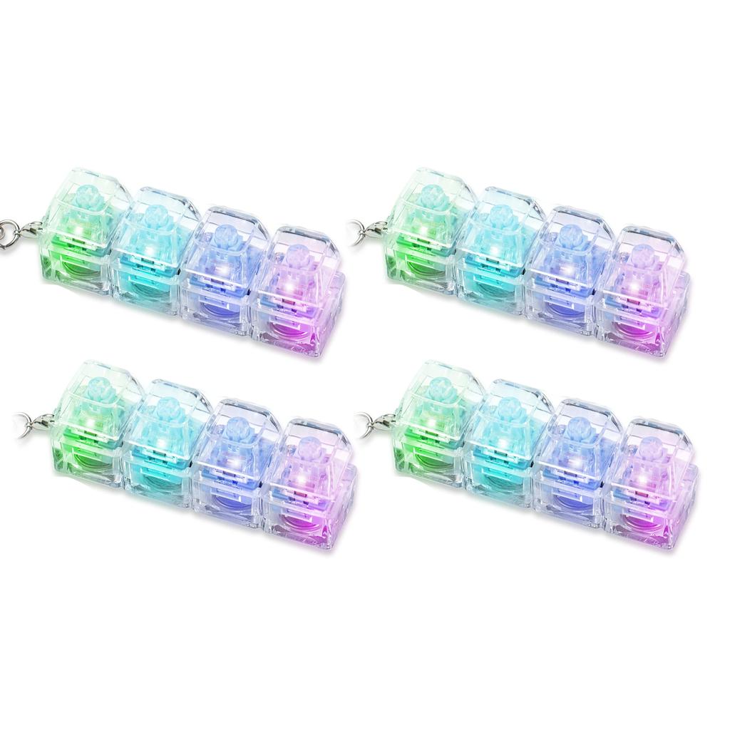 4 Keys Mechanical Keyboard Crystal Clicker Sensory Stress Relief Fidget Keyboard Keychain for Adults Anxiety Relief Daily Relax