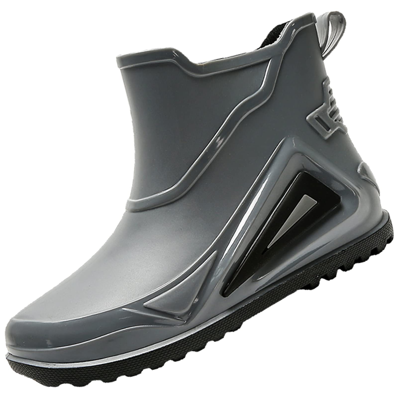 [MISIKEKE] Men s Rain Shoes, Rain Boots, Waterproof, Low-Cut, Lightweight, Non-Slip, Gray, 25.0 cm серый