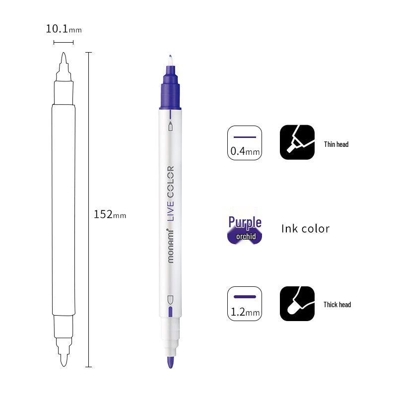 Monami Double-Ended Fiber Tip Liner Pen, 39 Colors for Drawing and Outlining
