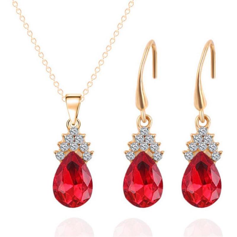 Gioielli di Moda - Set Sposa Stile Leggero e Fresco - Set Collana Pendente e Orecchini a Bottone