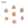 7 Pcs Golden Green Skull Metal Dice Hollow Metal Polyhedral Dice Set Suitable for Role-Playing RPG  Board Game Card Game