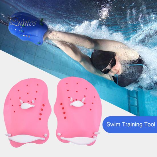 Kids Swim Fins 1 Pair Beginner Hand Paddles Swimming with Strap Ergonomic Shape Ultralight Training Children Diving Aid Tool