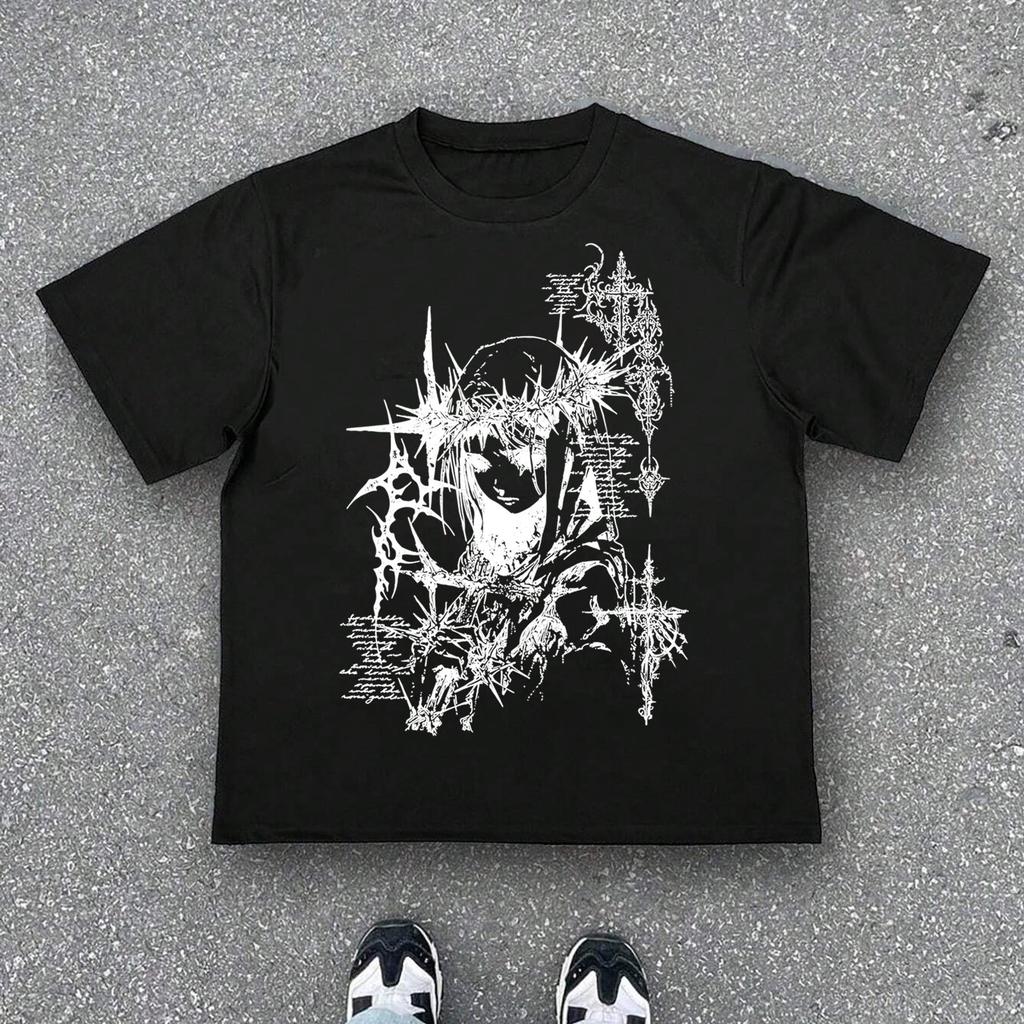 2K High Street Hip-Hop Dark Style Printed Long Sleeve T-Shirt