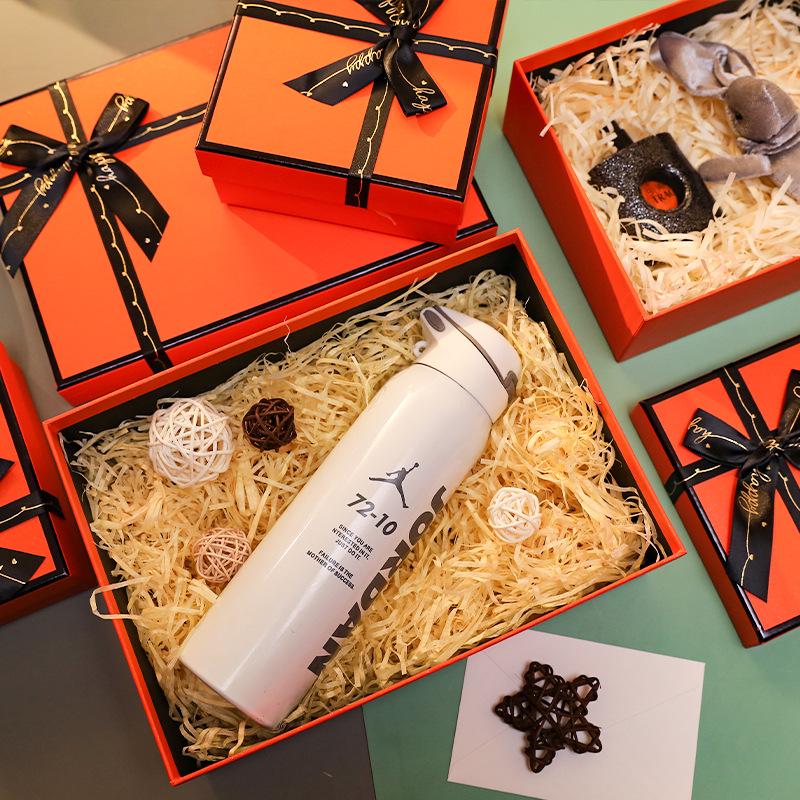 Orange Gift Box with Exquisite Bow for Cosmetics, Lipstick, and Perfume Packaging