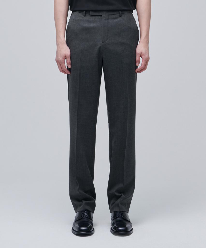 MUSINSA STANDARD Wool Blend Semi-Wide Hidden Elastic Waist Slacks [Medium Gray]