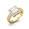6 MM Square Cut Pearl Gemstone Solitaire Accent 925 Sterling Silver Gold Vemreil Women Wedding Ring