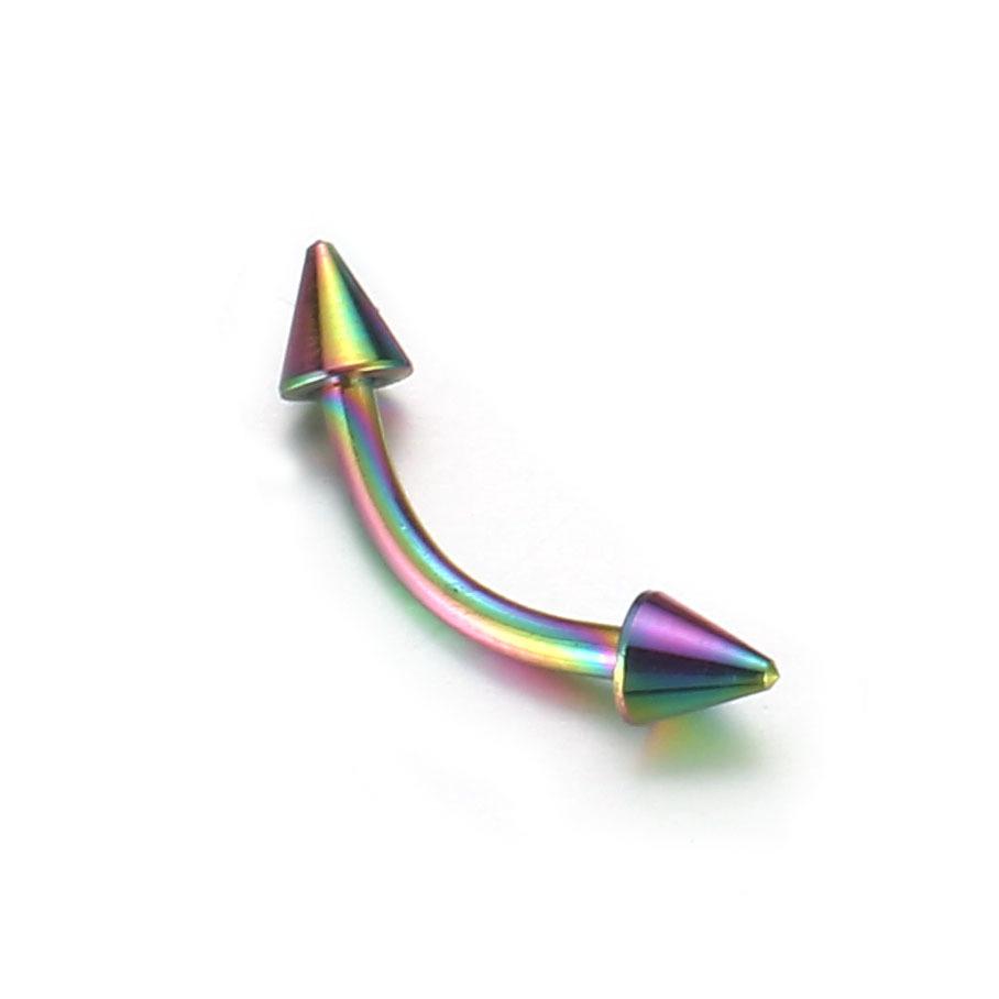 Stainless Steel Double-Headed Curved Banana Bar Eyebrow Piercing with Cone Stud