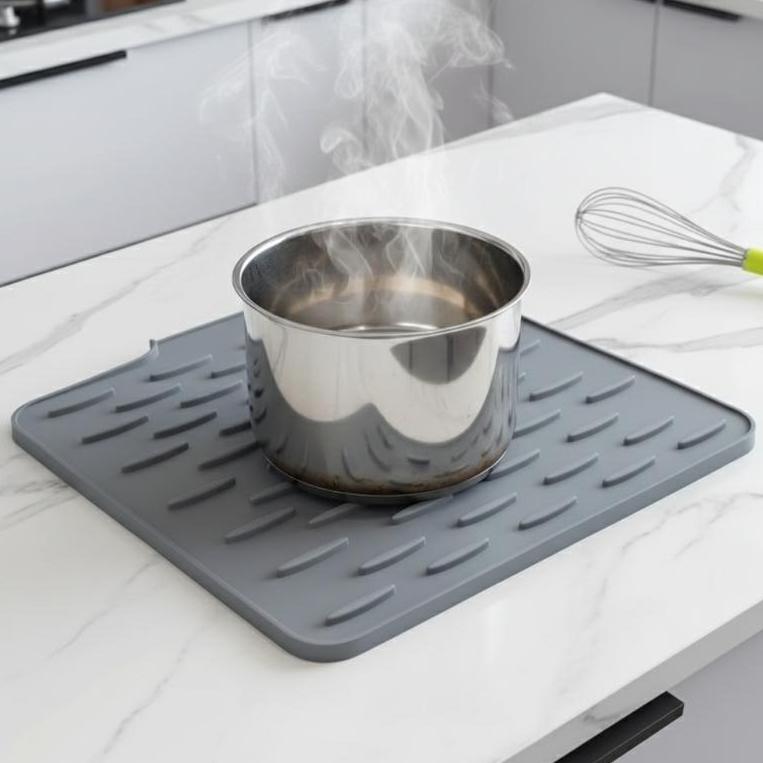 Silicone Dish Drying Mat Large Size Non Slip Surface Fast Water Drainage Kitchen Sink Counter Protector Home Use