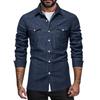 Men's Summer Solid Color Lapel Long Sleeved Shirt Men's Casual Fashion Long Sleeved Shirt