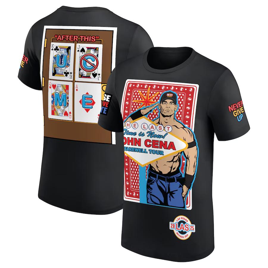 Summer New WWE Men's Black John Cena Farewell Tour 2025 Las Vegas T-Shirt Street Party Plus Size Men's and Women's Tops T-Shirt