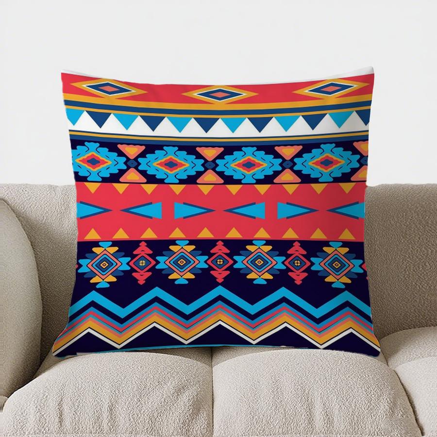 Colorful Geometric Pattern Double-sided Printed pillow cover Short plush Suitable living rooms bedrooms sofa throw cushion cover