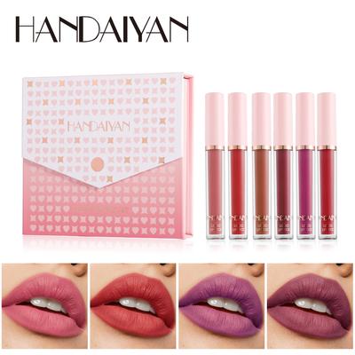 HANDAIYAN Lip Glaze Set Flüssiger matter Kristall-Lippenstift Antihaft-Becher Lichtechtes Jelly Color 6 Lipgloss-Geschenkbox