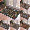 Welcome Theme Door Mat With Pet Paw Retro Floral Geometric Patterns Soft Decorative Entryway Rug For Home Indoor Outdoor