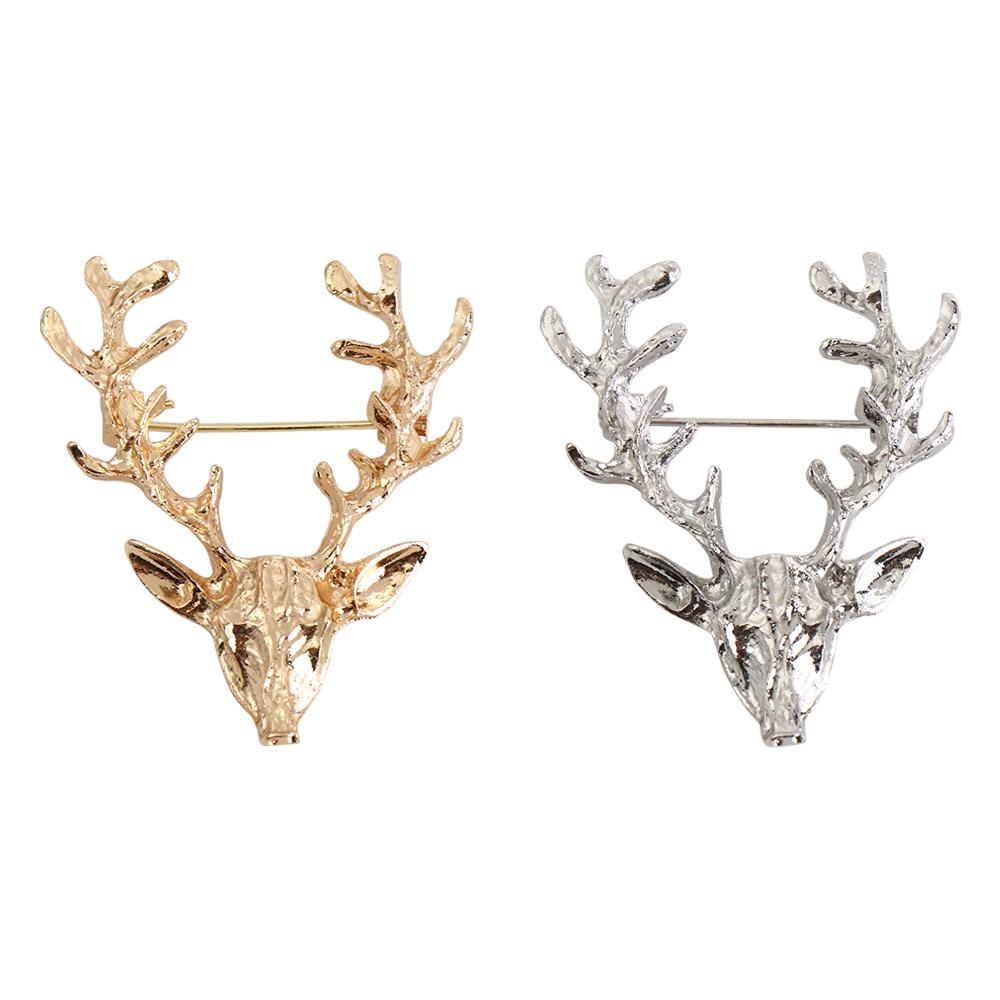 Lapel Pin Elk Head Brooch Zinc Zinc Alloy Deer Metal Brooch Funny Christmas Badge Girls