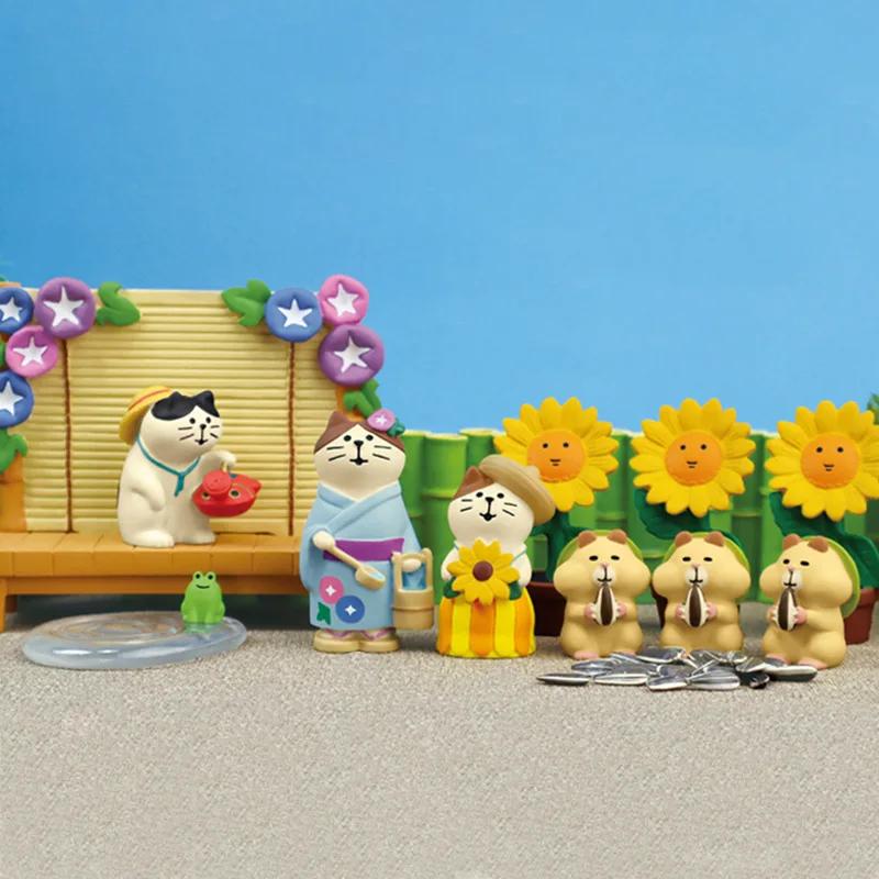Japanese Cat Groceries Summer Courtyard Morning Glory Tide Play Gifts INS Resin Crafts DIY Small Ornaments Collection Gifts