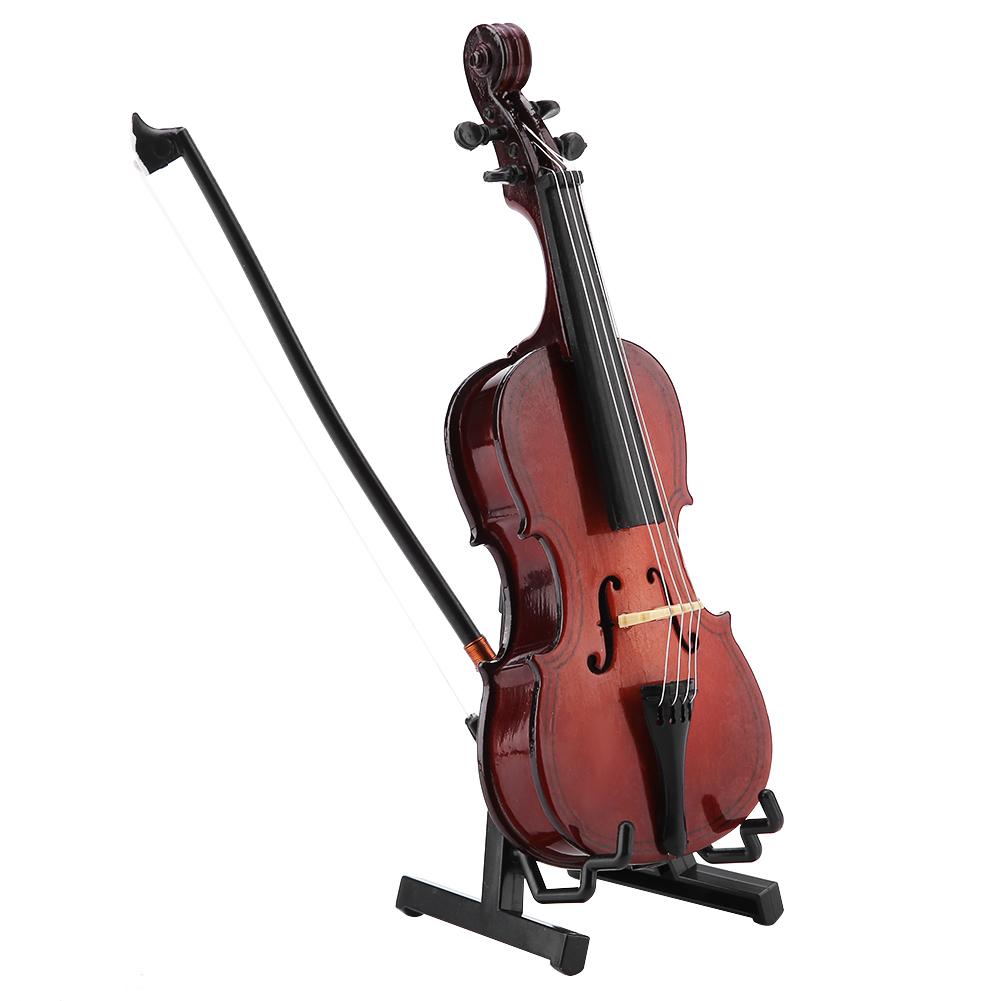 5.5in Wooden Miniature Cello Replica with Case Instrument Model Musical Gifts Ornaments