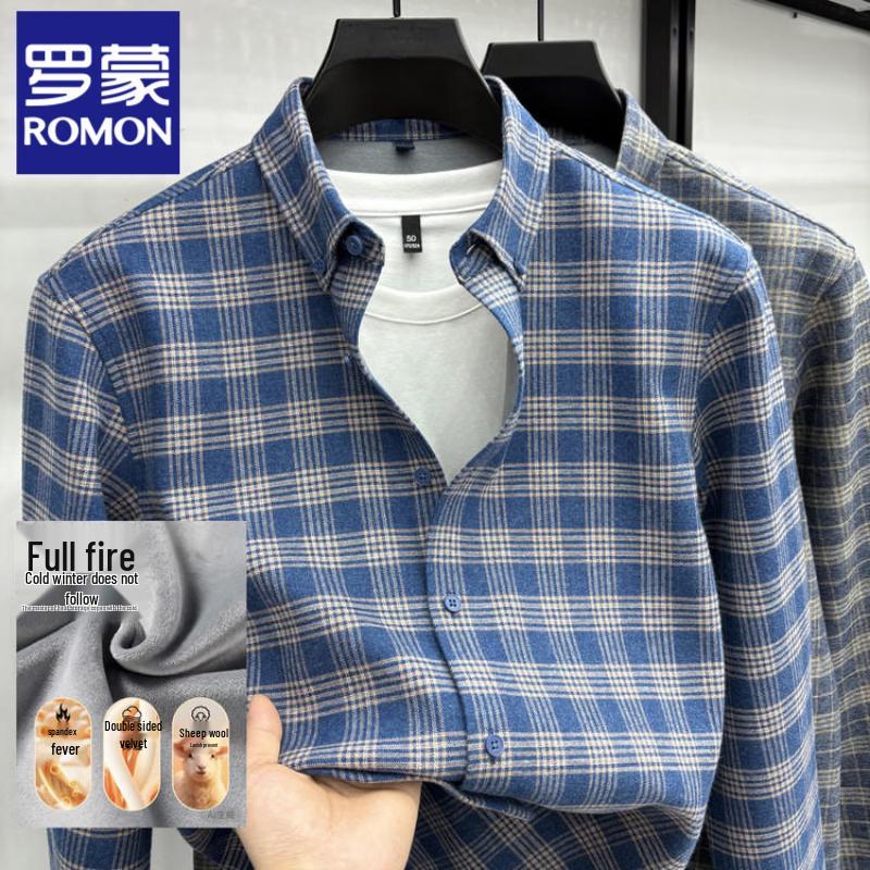 Luomon Men s 100% Cotton Plaid Long-Sleeve Shirt XL