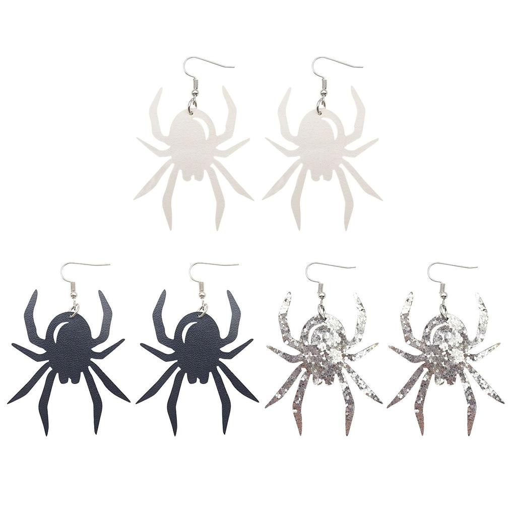 Halloween Leather Earrings Pu Spider Sequin Earrings Independent Station Products