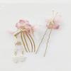 Hair Ornament Set with Flower and Butterfly Stylish Kanzashi Hairpin for Entrance Hanfu 2-Piece Design, U-Pin, Kimono, Yukata, Graduation, Ceremony,