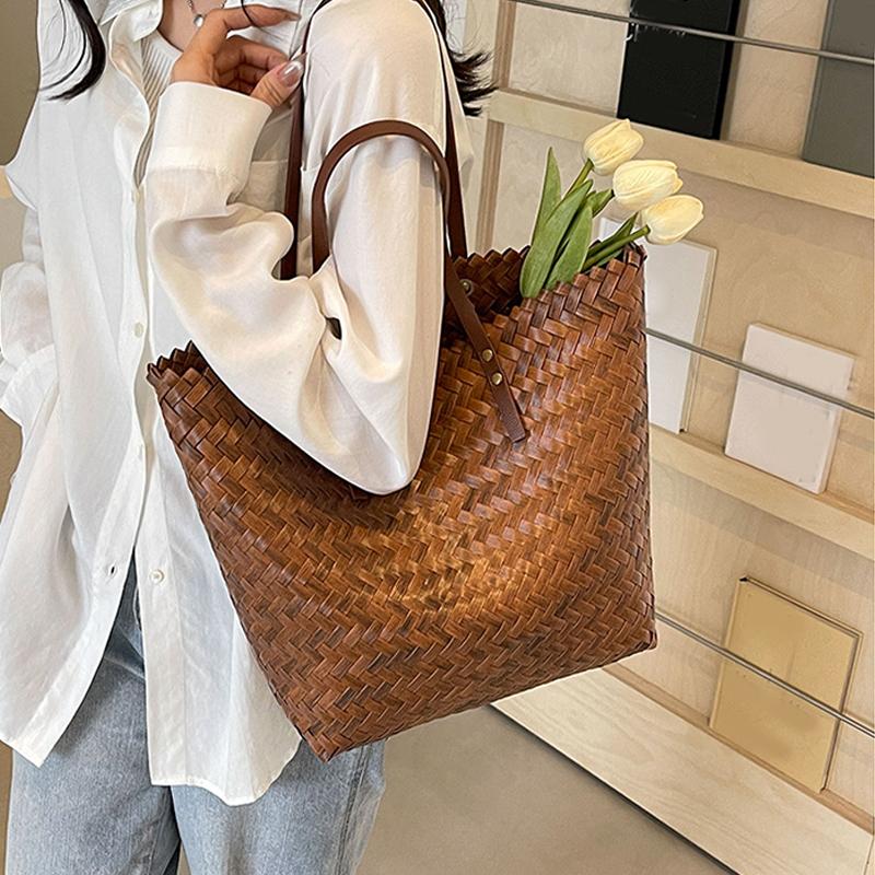 Summer Large Capacity Handbag Totes Rattan Handmade Straw Shoulder Bags For Women Travel Seaside Beach Bag bolsa feminina