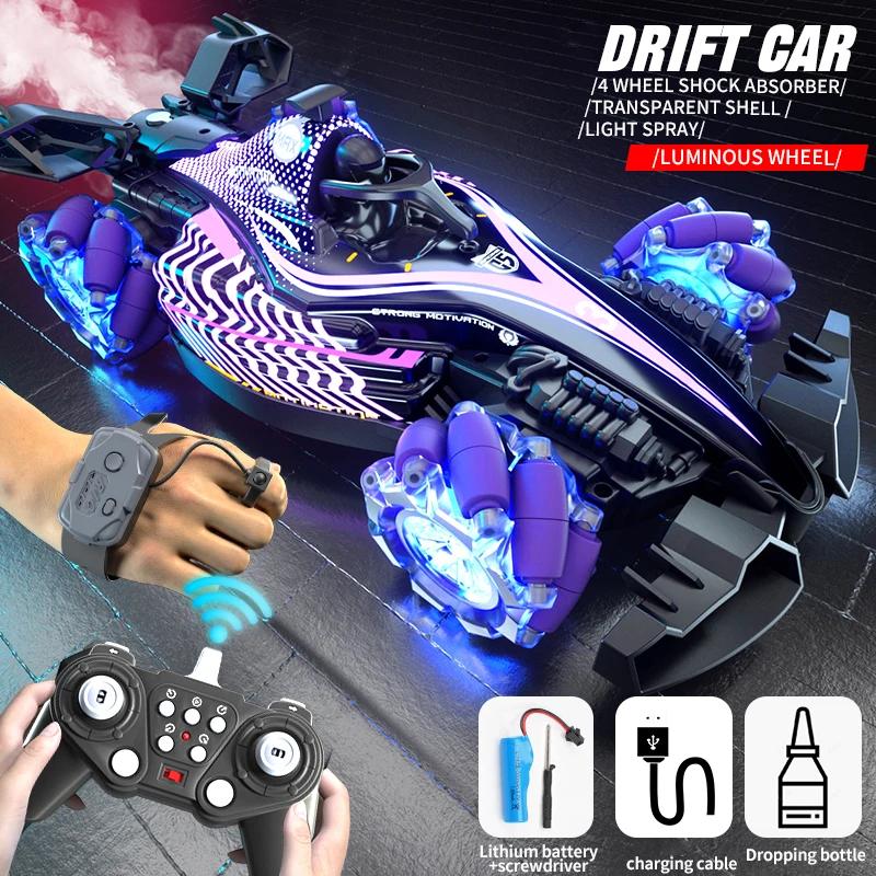 2.4G Rc Spray Drift Stunt Car 4Ch Lights Sound Effect Dual Remote Control High Speed Vehicle Competitive Game Kids Toys Boy Gift