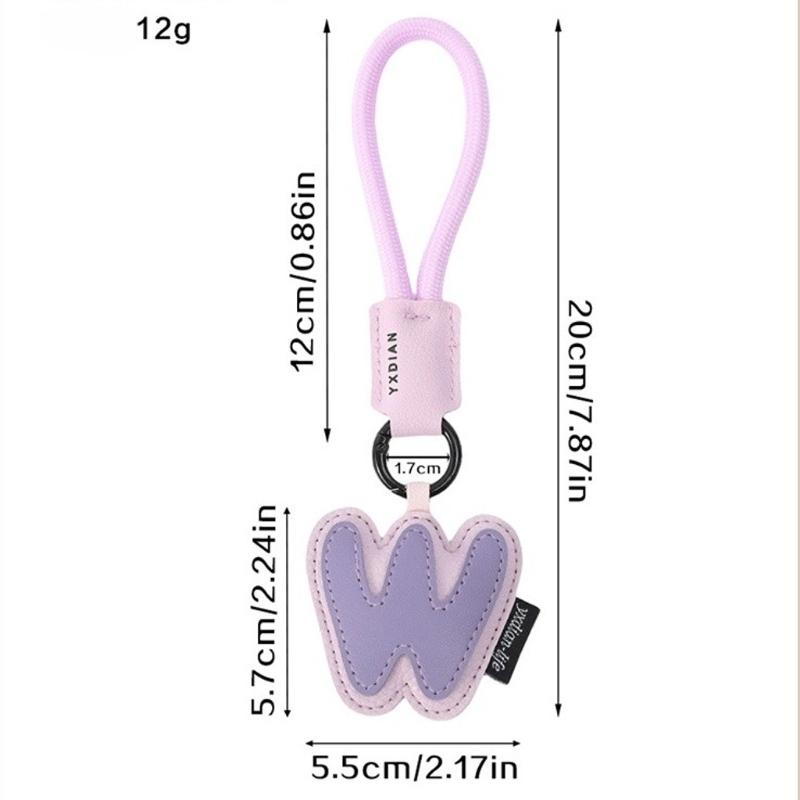 Stylish Alphabets Keychain Charm Sturdy PU Leather Keyrings Pendant Accessory for Bags and Keys Gift Choice