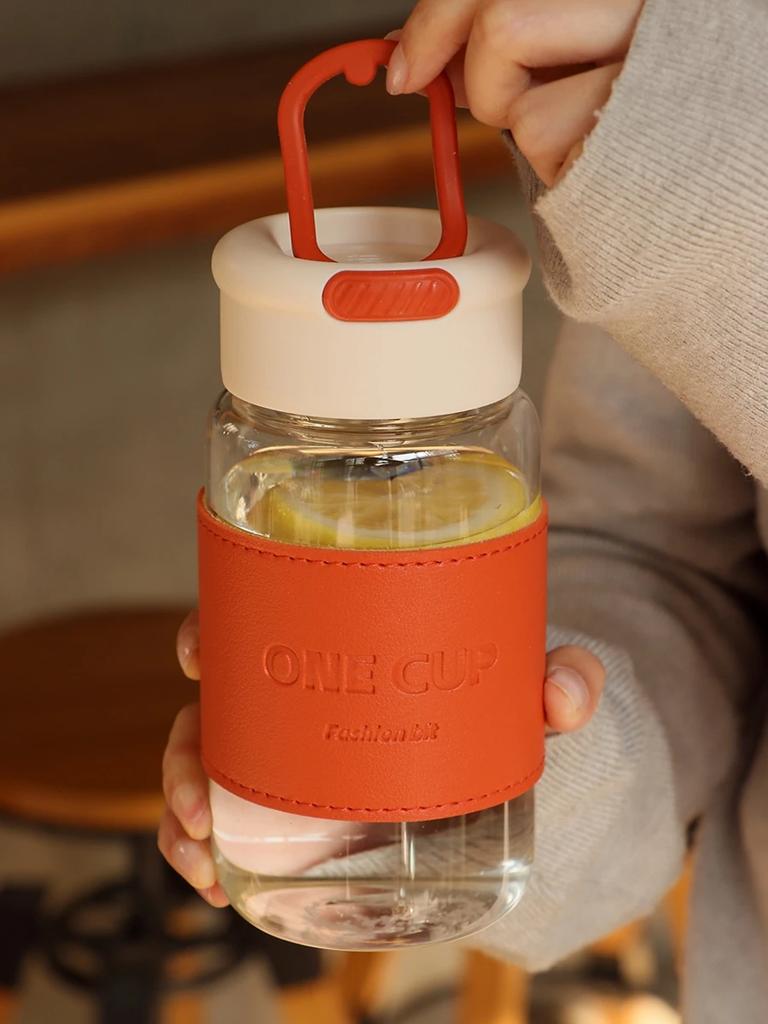 Portable High Aesthetic Glass Cup Heat Resistant Tea Brewing Cup Simple Design Student Water Bottle for Men And Women