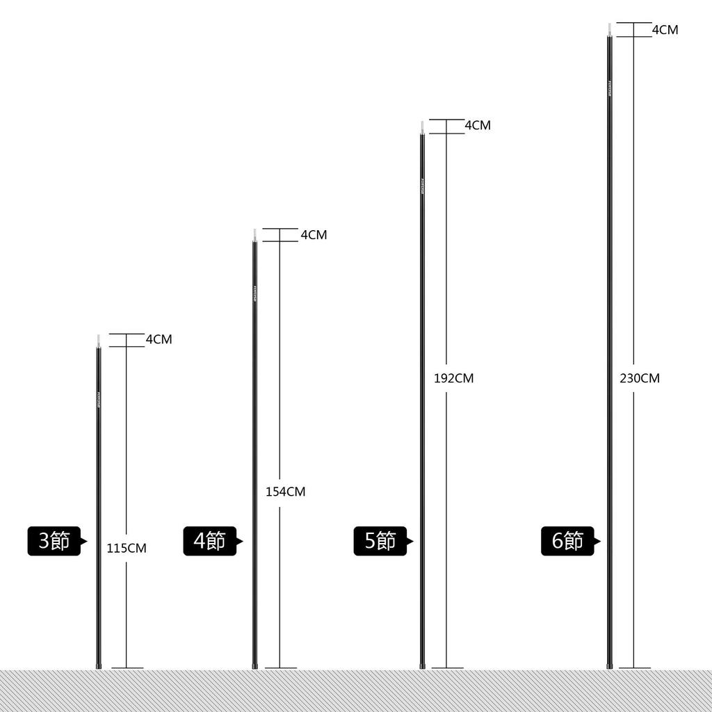 FLYFLYGO Aluminum Tent Pole Tarp Pole Set of 2 Diameter 19mm Split Type Duralumin Solo Camping Sub Pole Touring Compact Storage Case Included (6