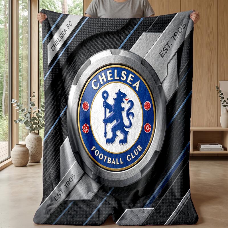 Chelsea FC Theme Blanket Soft Flannel Blanket Plush Throw Blanket Cozy Sofa Bed Blanket for Home Decor