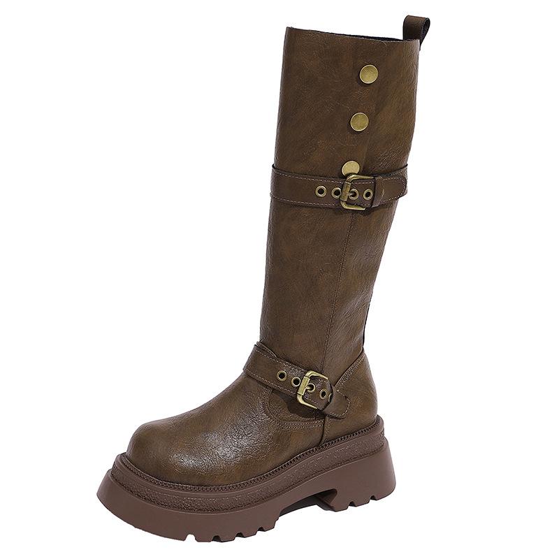 Long Boots for Women, Thick Legs, Big Tube Circumference, Thick-soled High Boots, Thin Boots, Knight Boots, Two Wear Autumn Retro Large-size Women