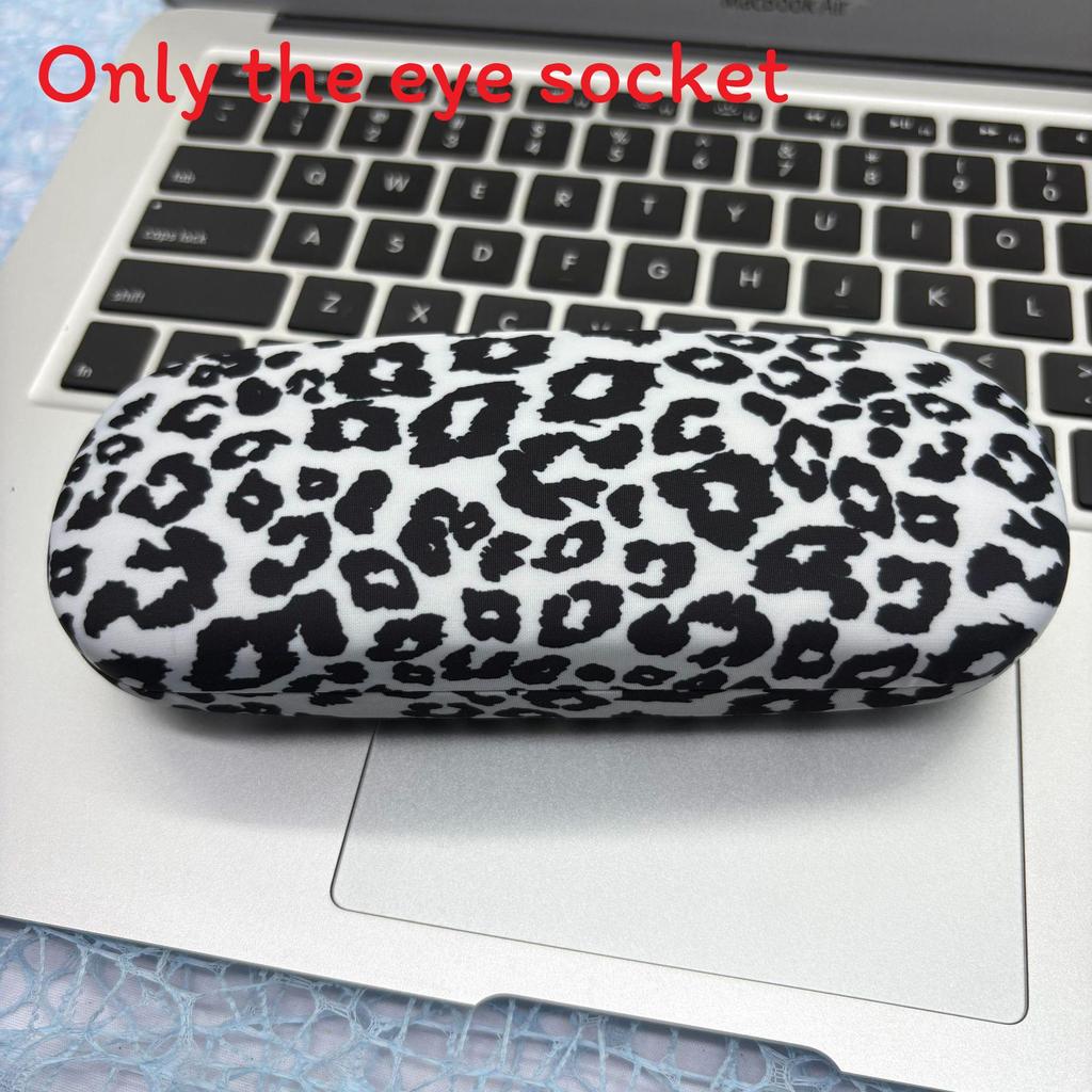 Leopard Print Metal Glasses Case With Flip Cover For Travel And Daily Use