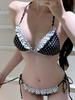 Pure Desire Polka Dot Bikini with Lace Skirt - Small Chest Support Resort Swimsuit for Women