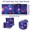 New Year Fireworks Table Flag Navidad Natal Noel Kitchen Table Runner Merry Christmas Decorations For Home 2025 New Year 2025