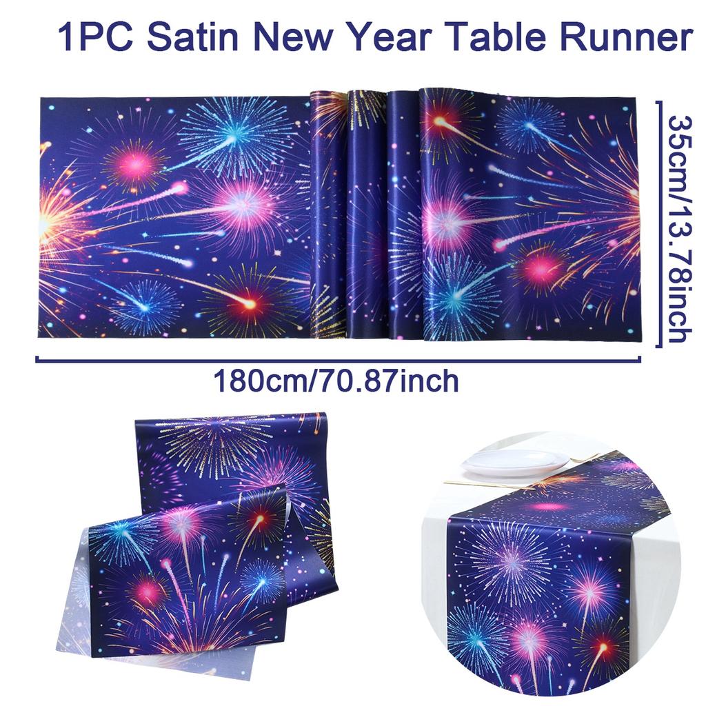 New Year Fireworks Table Flag Navidad Natal Noel Kitchen Table Runner Merry Christmas Decorations For Home 2025 New Year 2025