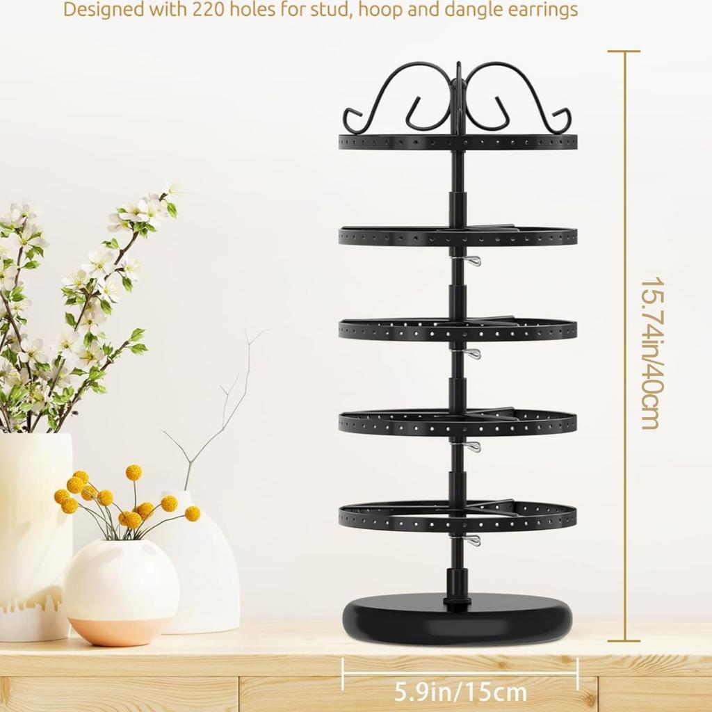 Home Multifunctional Rotating Jewelry Storage Display Rack, Made of Iron, Can Store Earrings, Earrings, Studs, and Earrings