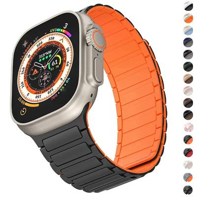 Magnetic Silicone Strap for Apple Watch Ultra 2 Band 46mm 49mm 45mm 41mm Bracelet Correa 40mm 44mm 38mm 42mm iWatch Series 10 9 8 SE