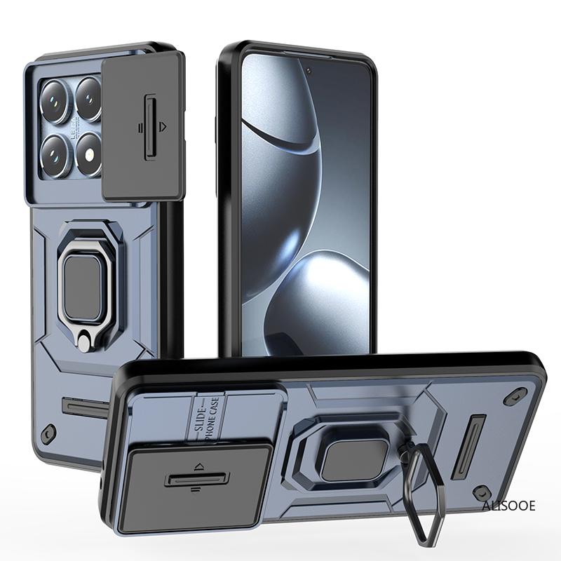 Чехол-броня со шторкой для камеры и подставкой-кольцом для Xiaomi 14T Pro 5G, защитная задняя крышка, противоударный чехол Capa для Xiaomi 14T for Xiaomi 14T
