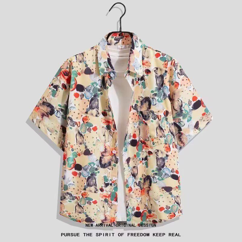 Men's Quick-Dry Floral Shirt and Shorts Couple Matching Beach Set